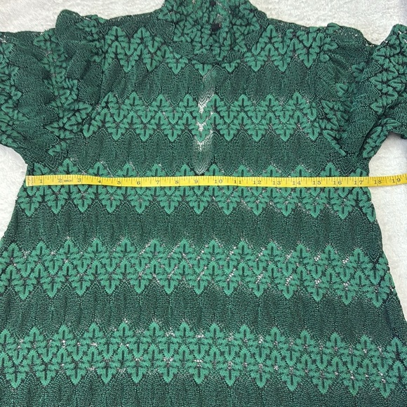 Free People Green Mock Neck Bishop Sleeve Dress - Picture 9 of 11